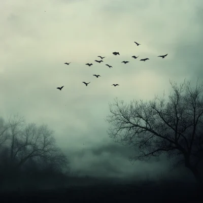 Sullen Sky with Crows