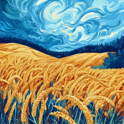 Wheat Fields in Vector Style