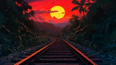 Sunset Railroad Tracks