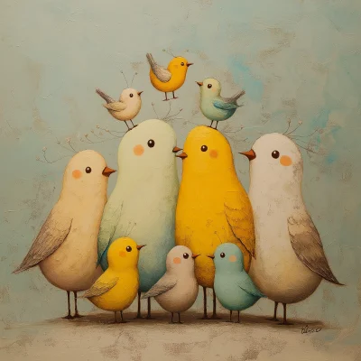 Family of Birds Together