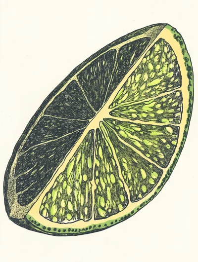 Vintage Lime Wedge Illustration