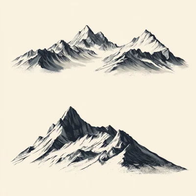 Snowy Peaks Mountains Illustration