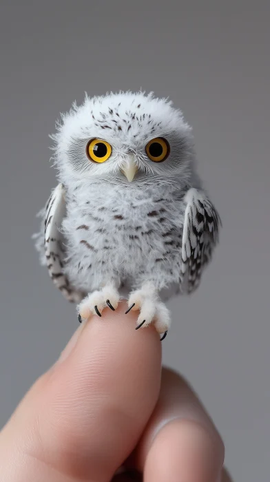 Snowy Owl on Finger