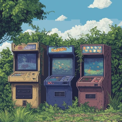 Retro Arcade Machines in Nature