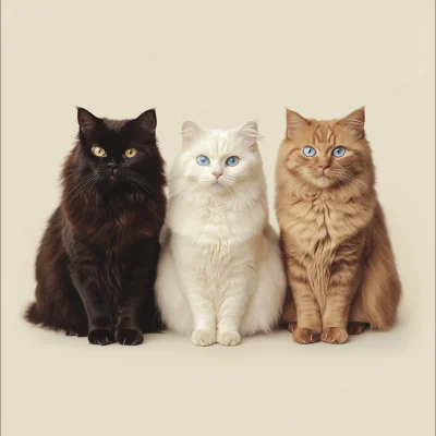 Three Fluffy Cats