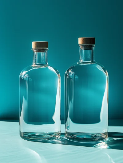 Transparent Glass Gin Bottles