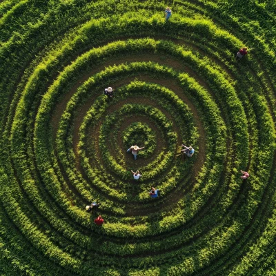 Aerial View of Crop Field Work