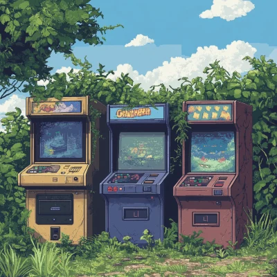 Retro Arcade Machines in Nature