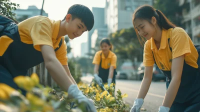 Youth Volunteers Cleaning