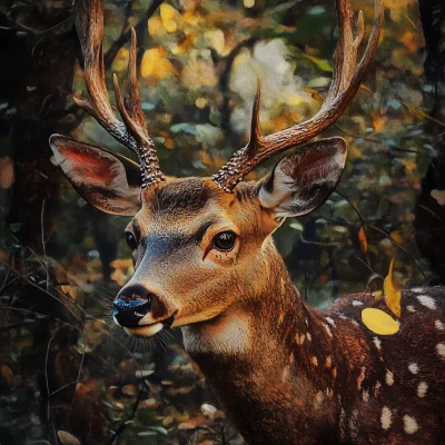 Wild Sika Deer Roaming Through the Forest