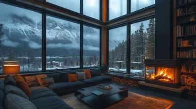 Cozy Living Room with Mountain View