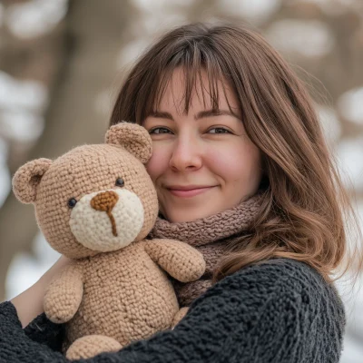 Smiling Young Woman with Bear