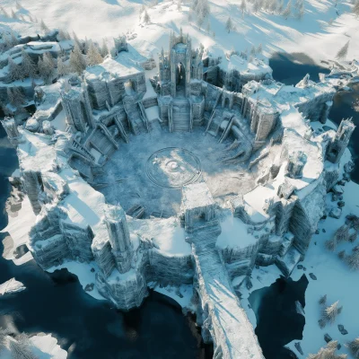 Aerial View of Medieval Ice Ruins