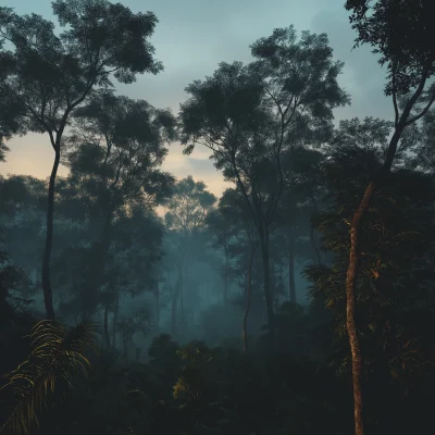 Dawn in Indonesian Forest