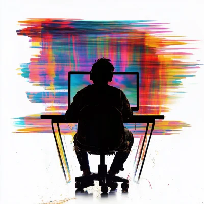 Colorful Computer Silhouette