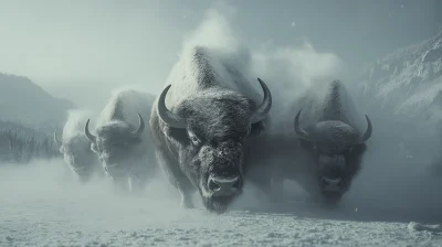 American Bison in a Blizzard