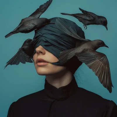 Emotive Birds and Woman