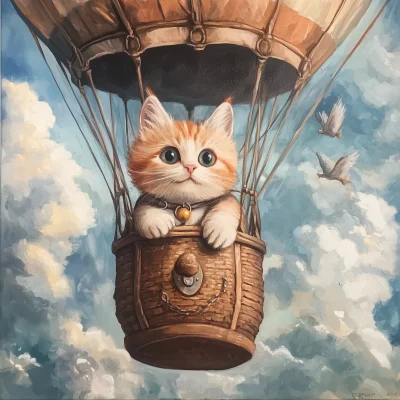 Cat in a Hot Air Balloon