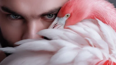 Fashion Portrait with Flamingo