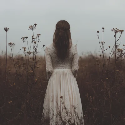 Ghostly Girl in Autumn Field