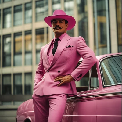 Retro Stylish Man in Pink