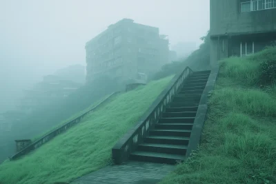 Foggy Stairs on Hillock