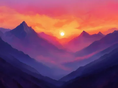 Sunset Over Mountains