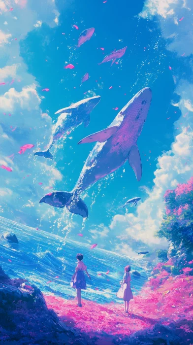 Whales in Pastel Dreams