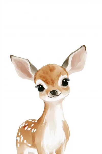 Cute Baby Animal Watercolor Illustration