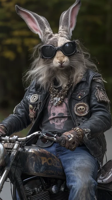 Hippie Jackrabbit on Harley