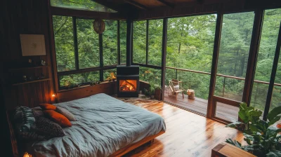 Modern Forest View Bedroom