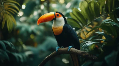 Colorful Toucan in Tropical Foliage