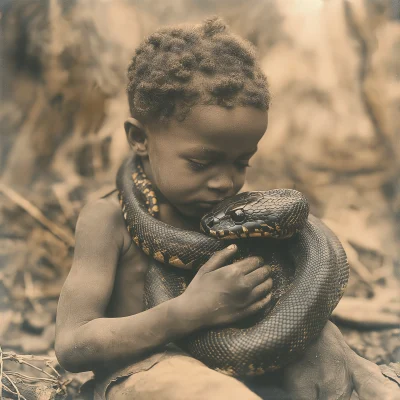 Tribal Boy with Snake