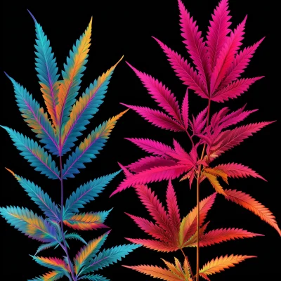 Colorful Marijuana Plant Illustrations