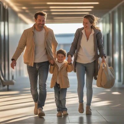 Joyful Family at Airport