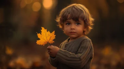 Child with Yellow Leaf