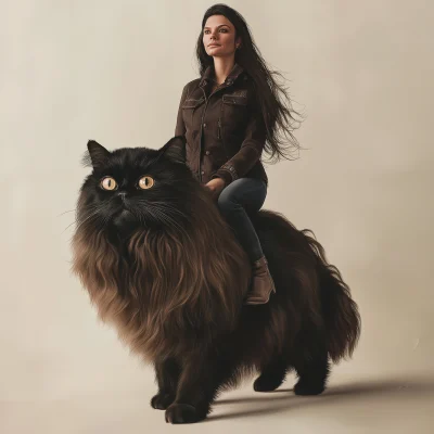 Woman Riding a Cat