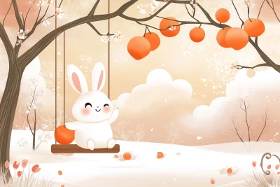 Cute Rabbit on Swing