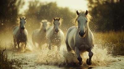 Horses Running in a Meadow