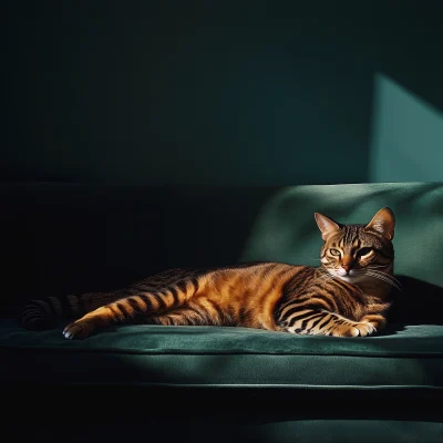 Toyger Cat on Sofa