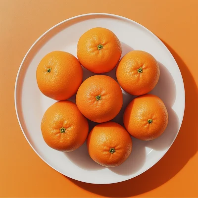 Stacked Oranges on a Plate