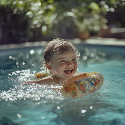 Joyful Child in the Pool