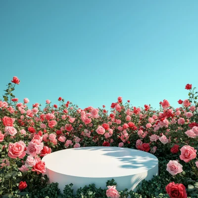 Rose Field Under Blue Sky