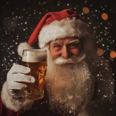 Santa Claus with Beer Box