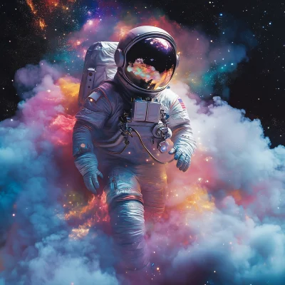 Astronaut in Colorful Stardust