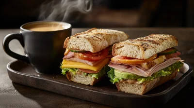 Delicious Sandwiches and Coffee