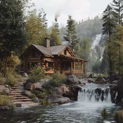 Expensive Log Cabin by the River