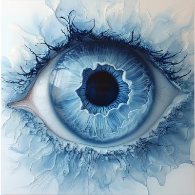 Close-up of Blue and White Eye Iris