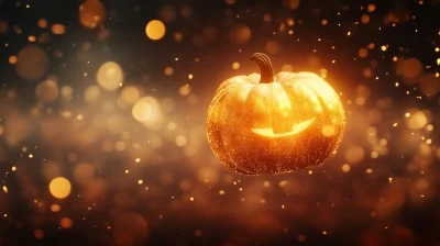 Glowing Pumpkin in Air