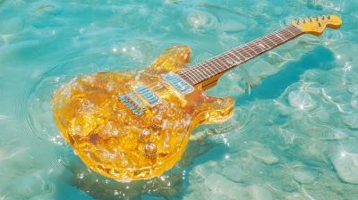 Golden Guitar in Ice